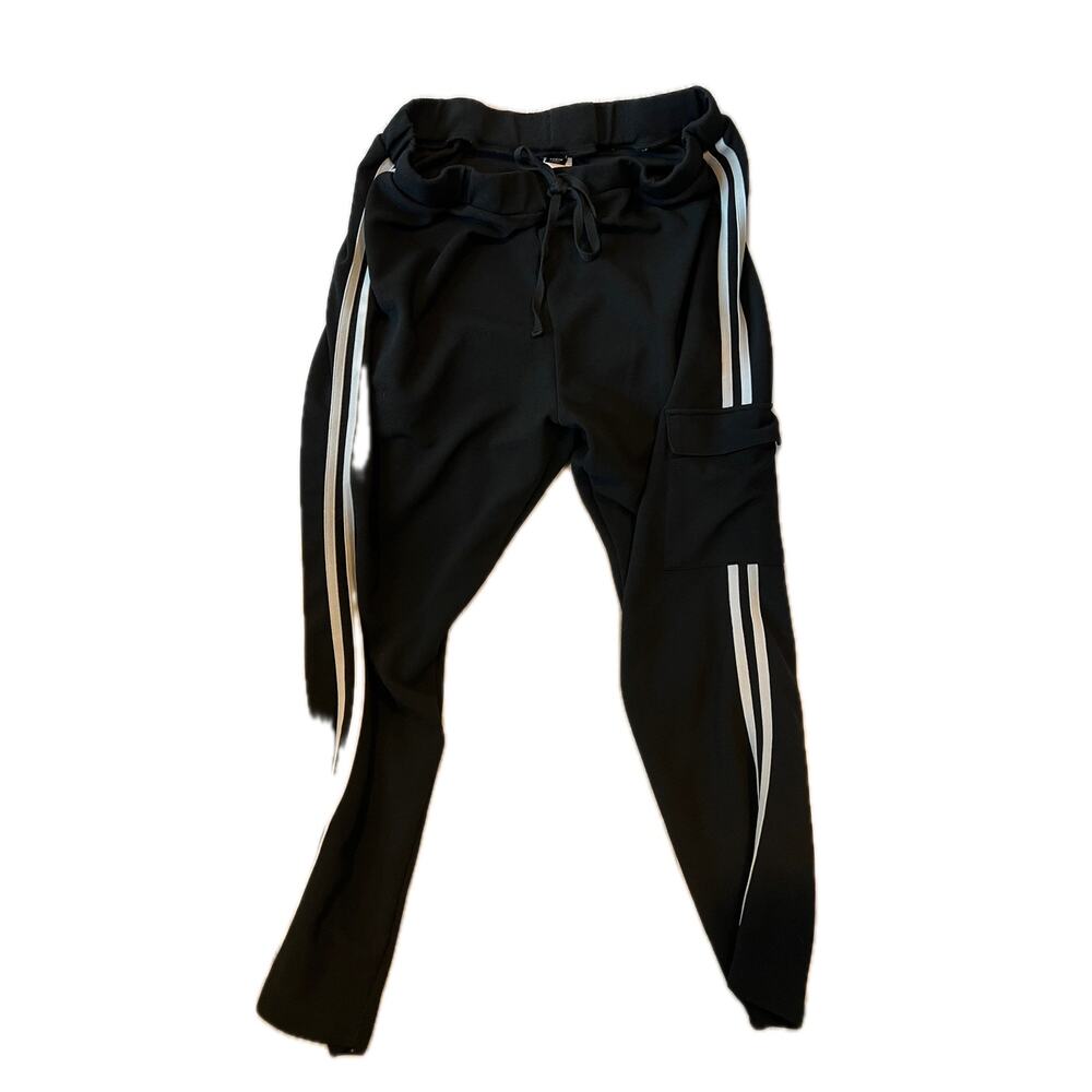 Shein Curve Black Striped Track Pants Womans XXL